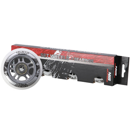 White PU 76x24 82A Wheels & ABEC-7 Bearings Set