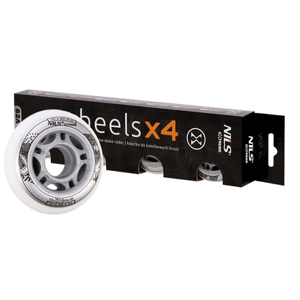 White PU Skate Wheels, 70x24mm, 82A, Set of 4