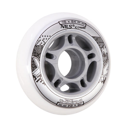 White PU Skate Wheels, 76x24mm, 82A, Set of 4