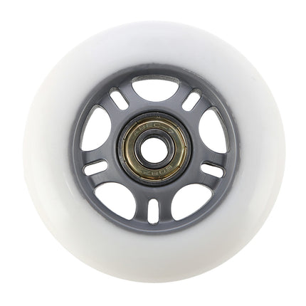 White PU Skateboard Wheels 72x24 82A, ABEC-7 Bearings Set