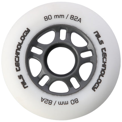 White PU Skateboard Wheels, 80x24mm, 82A, Set of 4