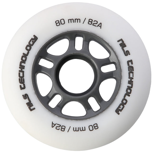 White PU Skateboard Wheels, 80x24mm, 82A, Set of 4
