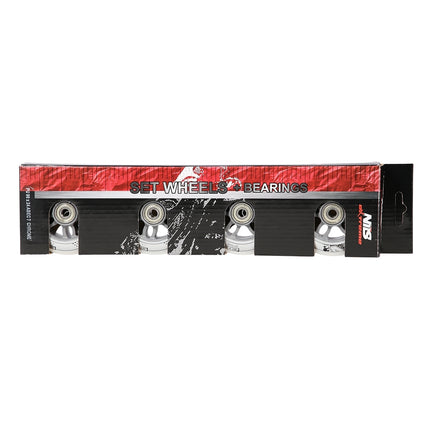 White PU Skateboard Wheels Set, 90x24 82A, ABEC-7 Bearings