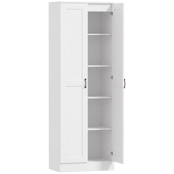 White Pantry Cabinet with Adjustable Shelves, 175 cm