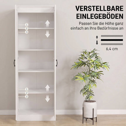 White Pantry Cabinet with Adjustable Shelves, 175 cm