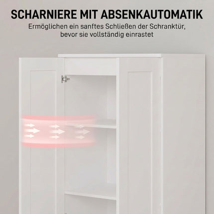 White Pantry Cabinet with Adjustable Shelves, 175 cm