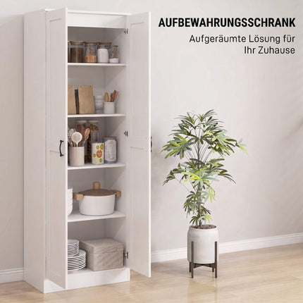 White Pantry Cabinet with Adjustable Shelves, 175 cm
