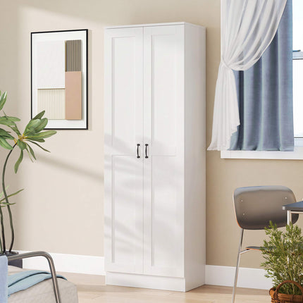 White Pantry Cabinet with Adjustable Shelves, 175 cm