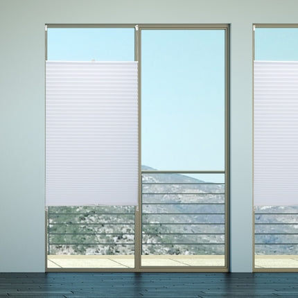 White Pleated No-Drill Blinds, Semi-Transparent Shades