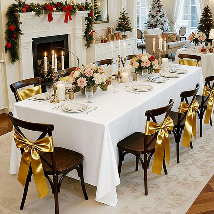 White Polyester Rectangle Tablecloths, 6 Pack 90x132