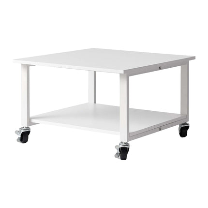 White Printer Stand with Castors – 2-Tier, 50x50 cm