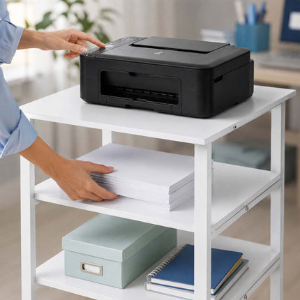 White Printer Stand with Castors – 3-Tier, Under-Desk