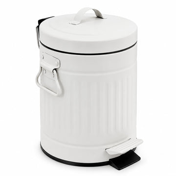White Retro 3L Bathroom Pedal Bin with Soft-Close Lid