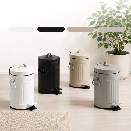 White Retro 3L Bathroom Pedal Bin with Soft-Close Lid