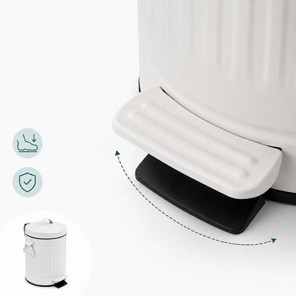 White Retro 3L Bathroom Pedal Bin with Soft-Close Lid