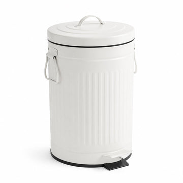 White Retro Pedal Bin, 12L Capacity, Soft-Close Lid