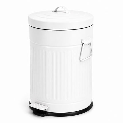 White Retro Pedal Bin, 20L Capacity, Soft-Close Lid