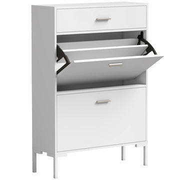 White Shoe Cabinet for 12 Pairs with Adjustable Shelves