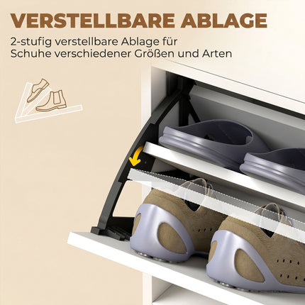White Shoe Cabinet for 12 Pairs with Adjustable Shelves