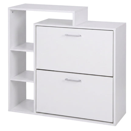 White Shoe Cabinet with 2 Flaps – Compact Hallway Storage