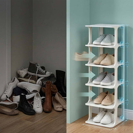 White Shoe Organizer, Pack of 6 – Slim, Space-Saving Design