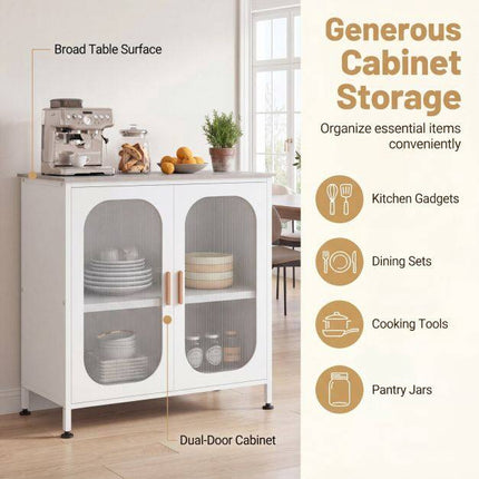 White Sideboard Buffet Cabinet with Adjustable Shelf