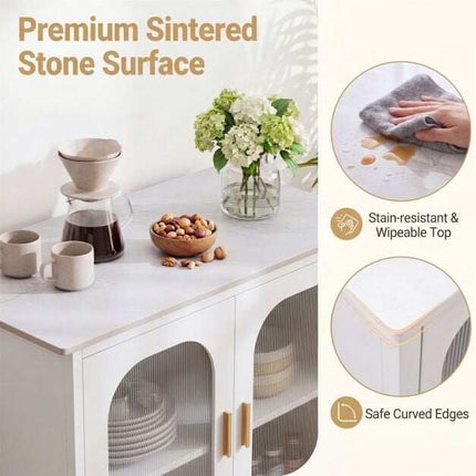 White Sideboard Buffet Cabinet with Adjustable Shelf