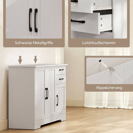 White Sideboard with 2 Drawers and Adjustable Shelf