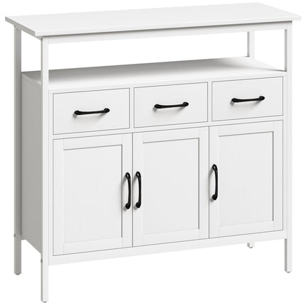 White Sideboard with Adjustable Shelves and 3 Drawers