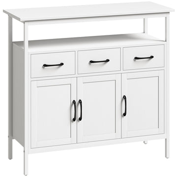 White Sideboard with Adjustable Shelves and 3 Drawers