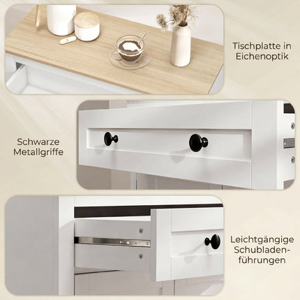 White Sideboard with Drawer and Adjustable Shelf, 78.5x35x80 cm