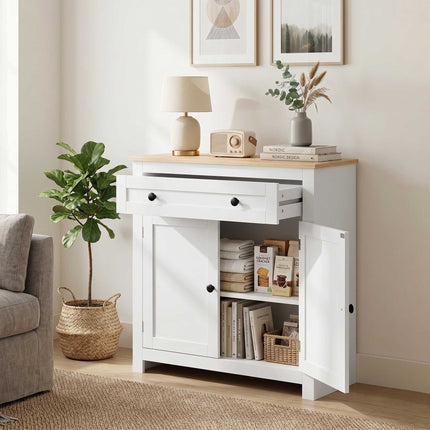 White Sideboard with Drawer and Adjustable Shelf, 78.5x35x80 cm