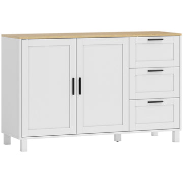 White Sideboard with Soft-Close Doors and 3 Drawers