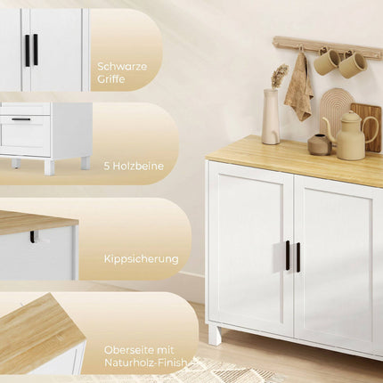 White Sideboard with Soft-Close Doors and 3 Drawers