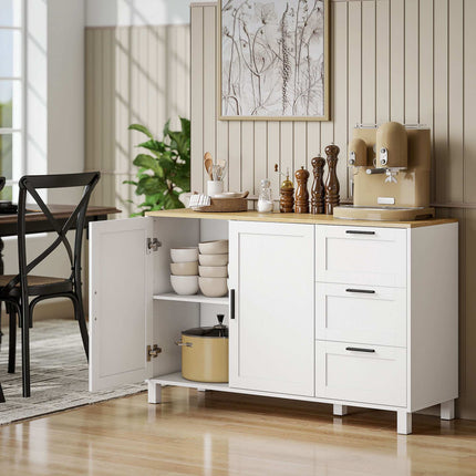 White Sideboard with Soft-Close Doors and 3 Drawers
