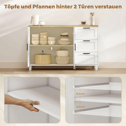 White Sideboard with Soft-Close Doors and 3 Drawers