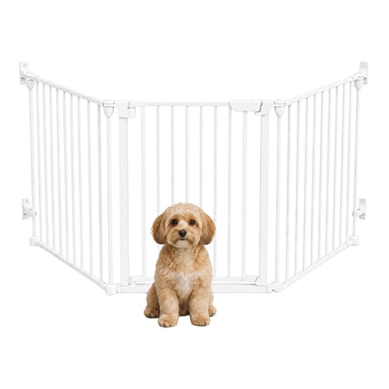 White Steel Safety Gate, Adjustable 85–180 cm
