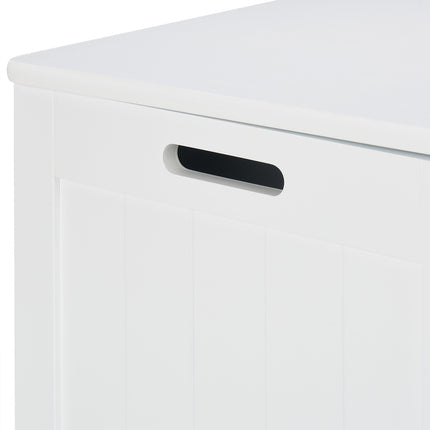 White Storage Chest with Lid – Slatted Design
