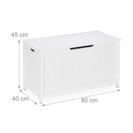 White Storage Chest with Lid – Slatted Design