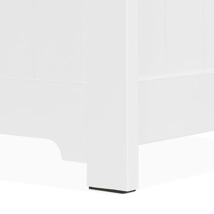 White Storage Chest with Lid – Slatted Design