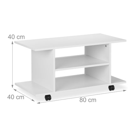 White TV cabinet on wheels