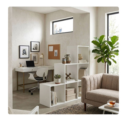 White Tiered Shelf, 6 Compartments, 97.5x97.5x29 cm