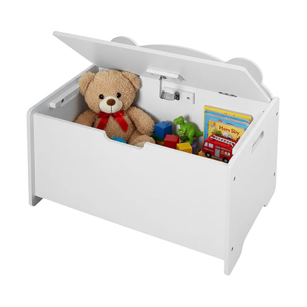 White Toy Chest with Lid – Bear Silhouette Design