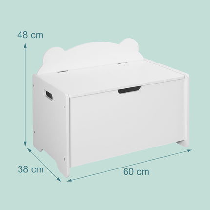 White Toy Chest with Lid – Bear Silhouette Design