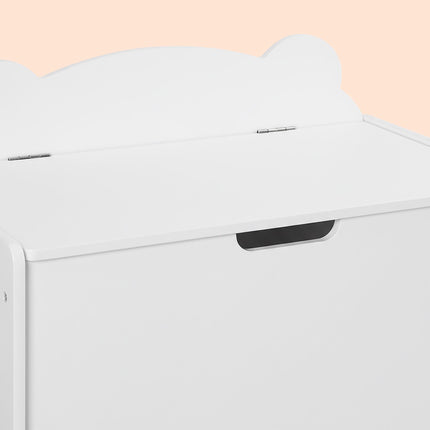 White Toy Chest with Lid – Bear Silhouette Design