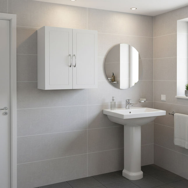 White Wall-Mounted Bathroom Cabinet, Adjustable Shelves