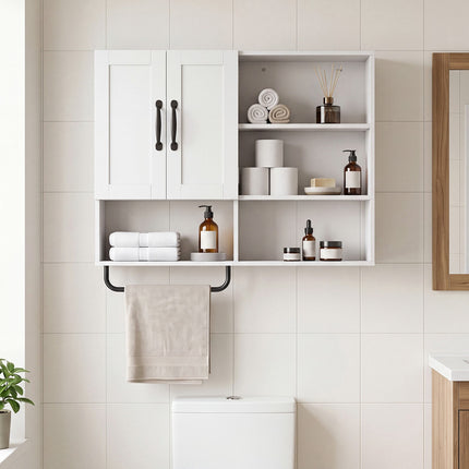 White Wall-Mounted Bathroom Cabinet with Adjustable Shelves