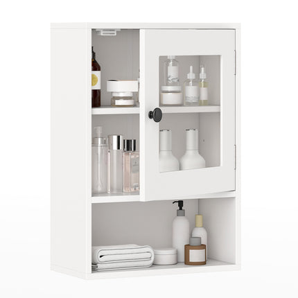 White Wall-Mounted Bathroom Cabinet with Glass Door
