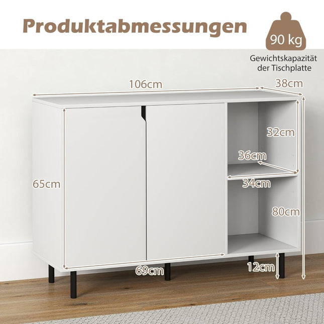Wit houten dressoir met verstelbare planken en deuren