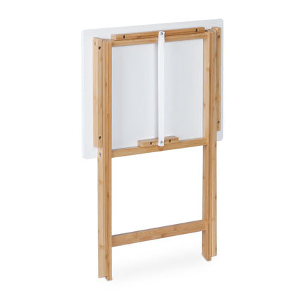 White bamboo folding table